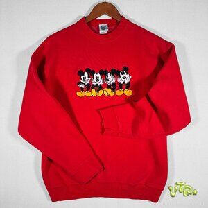 VINTAGE DISNEY Mickey‎ Mouse Embroidered Crewneck Sweatshirt | Red | Large | USA
